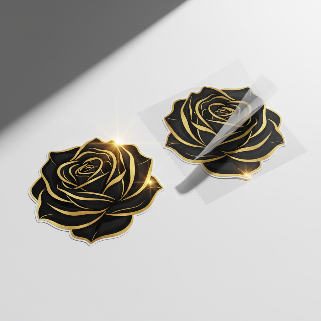 Gold and Black Rose Die Cut Sticker